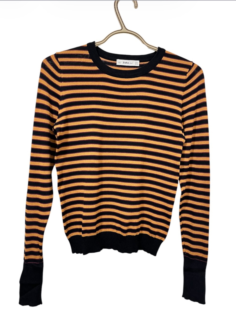 Zara Knit Long Sleeve Striped Top